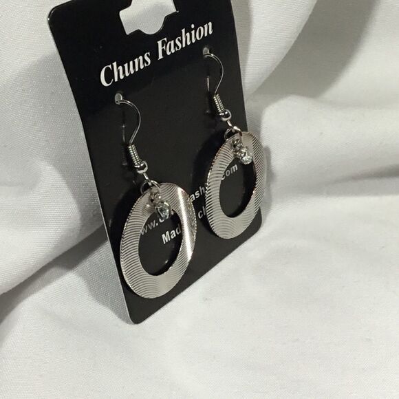 Textured Circle Dangle Earrings (UC3) - Picture 4 of 7